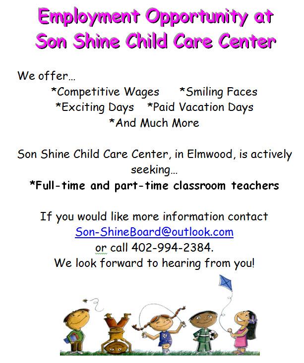 Sonshine job until 12 31