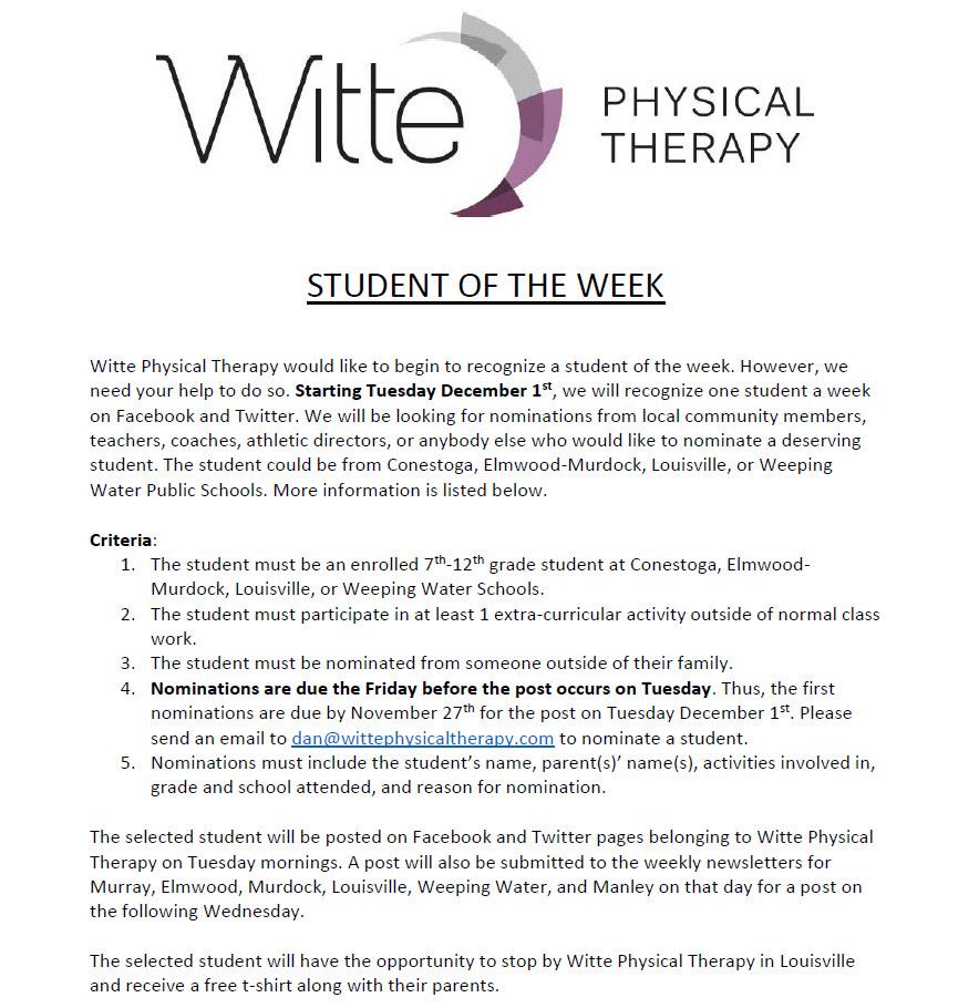 Witte Student of the Week