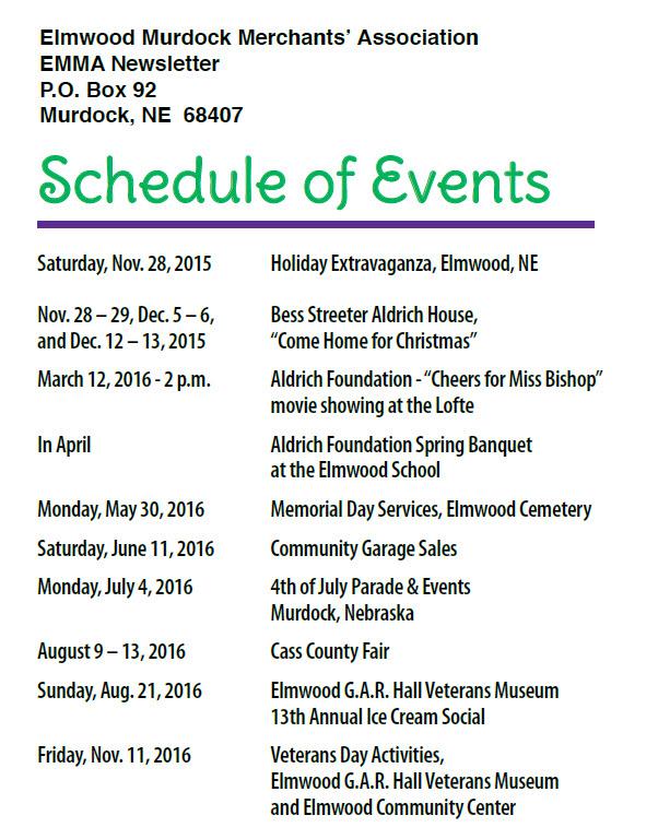 EMMA Schedule of events 2016