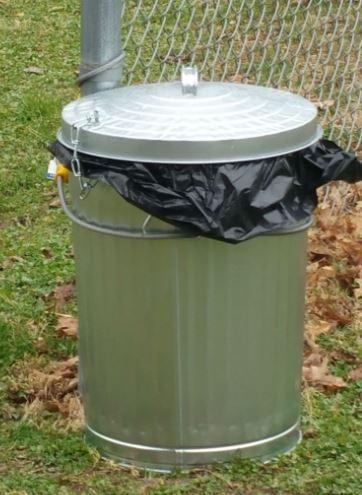 Trash can at park