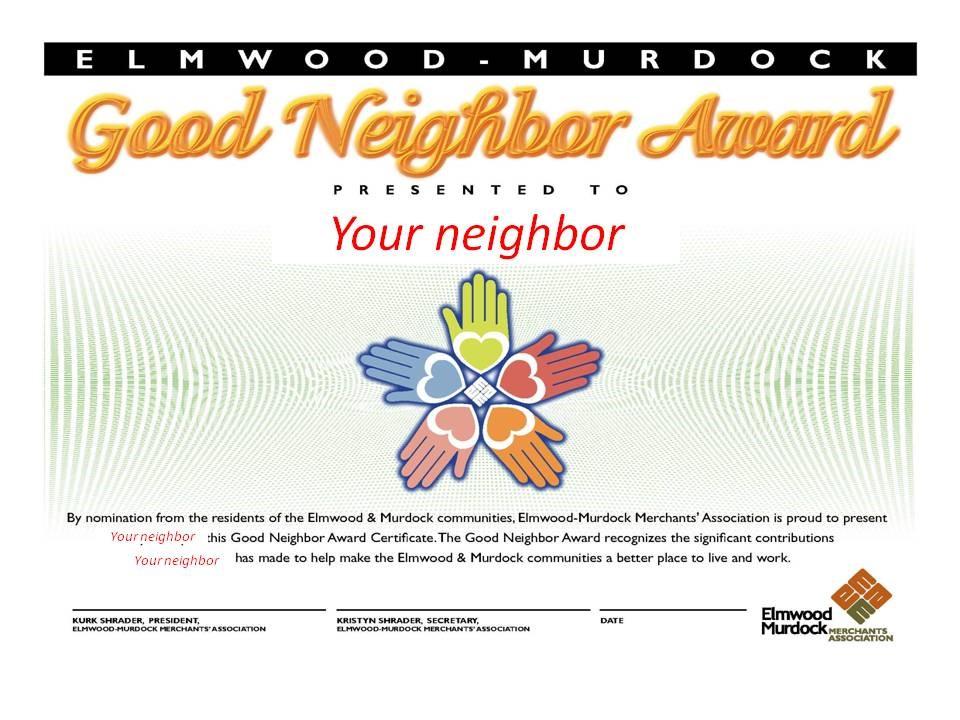 Good Neighbor Award Ad