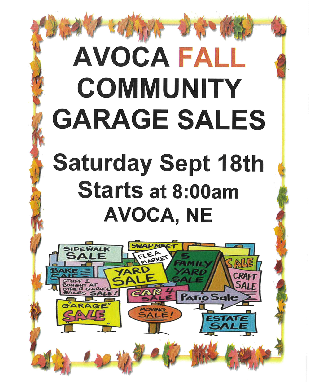Avoca Fall Community Garage Sales 2021b