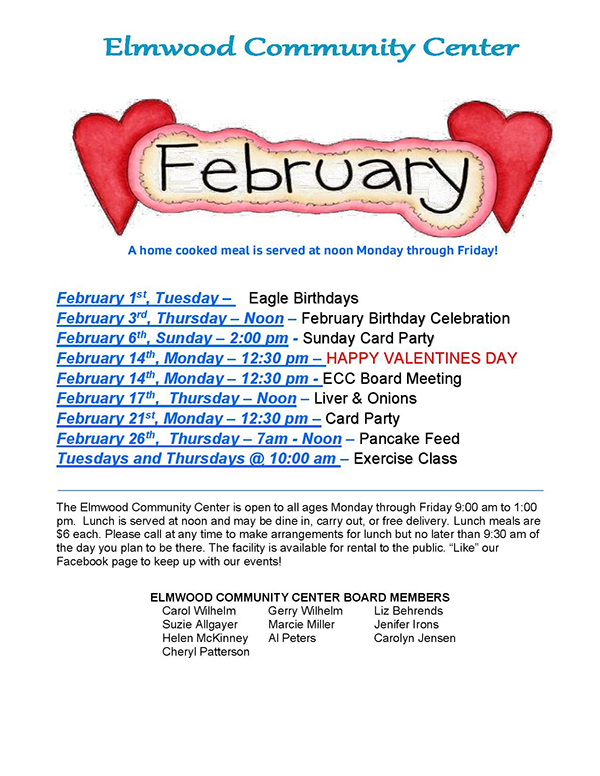 Elmwood community Center activities 02 2022