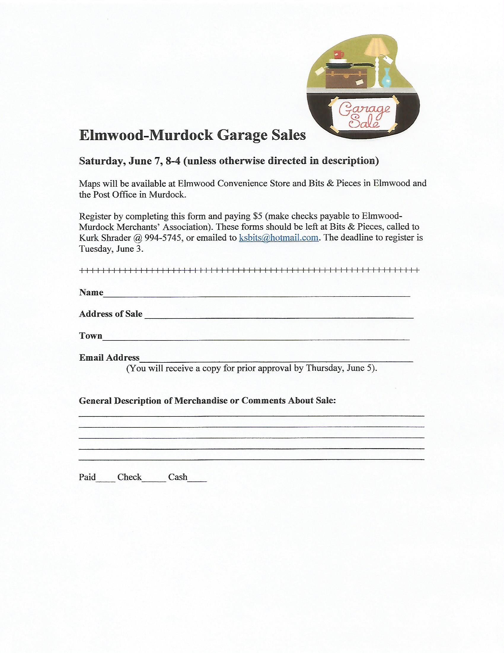 garage sale sign up
