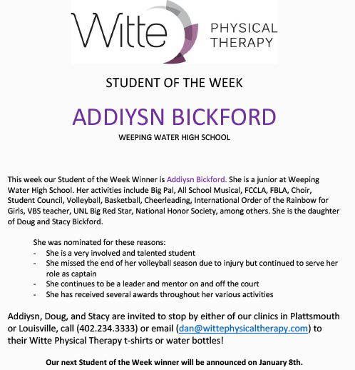 Student of the Week Selection 4