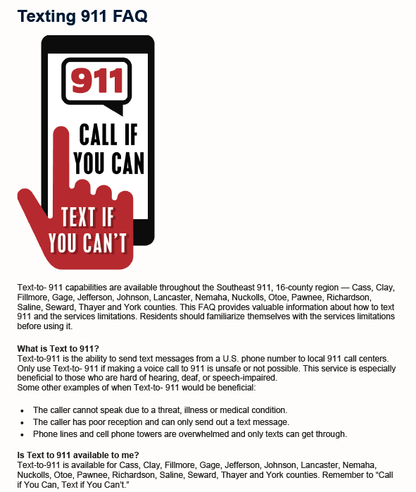 Southeast Region 911 Text to 911 FAQ 1