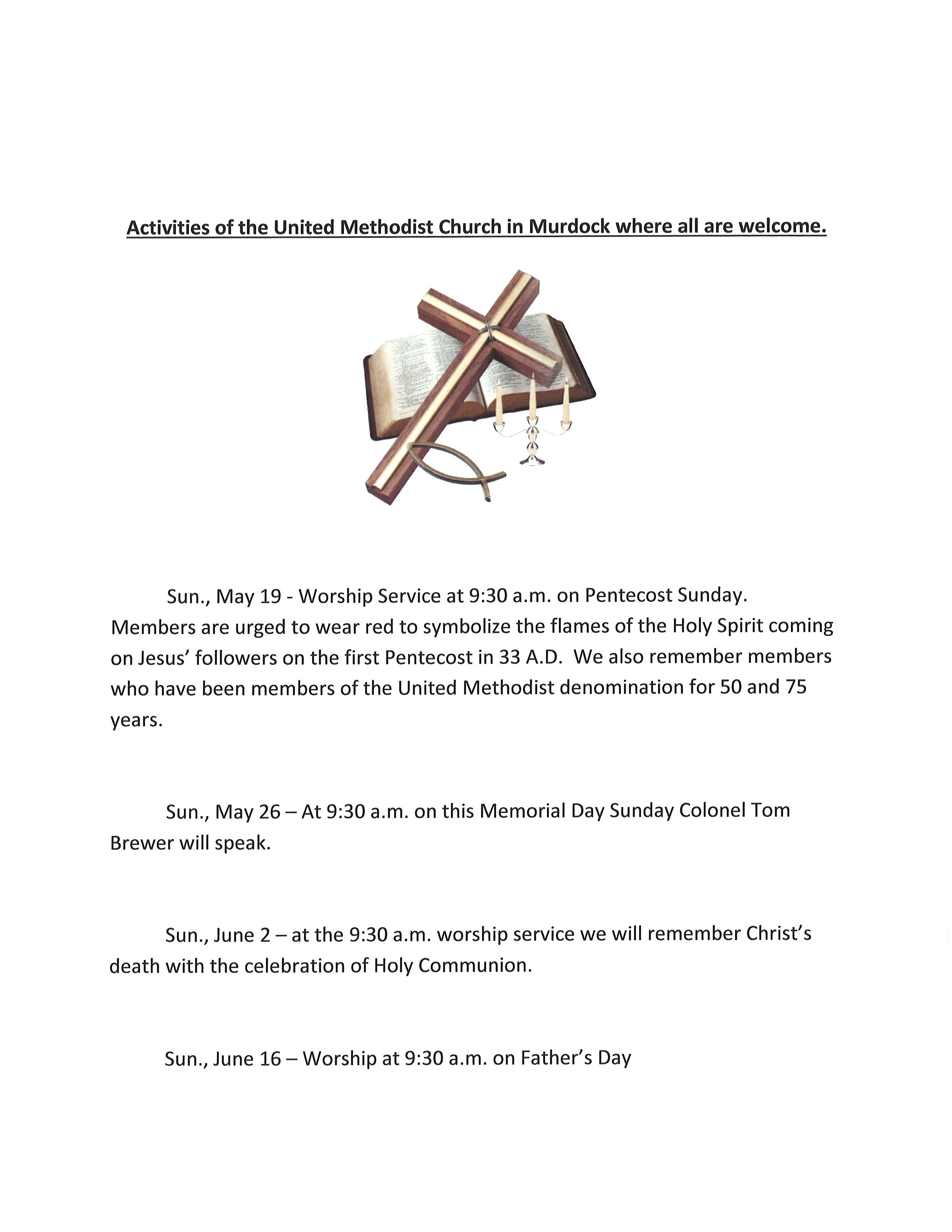 Methodist schedule