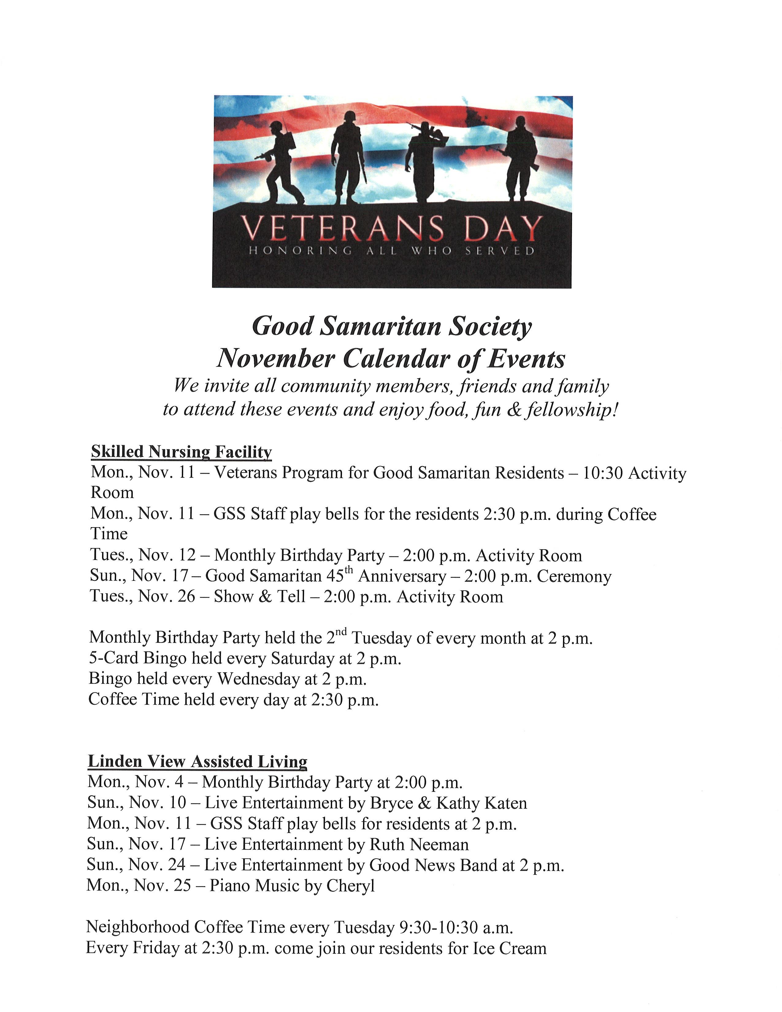 November events for Good Sam